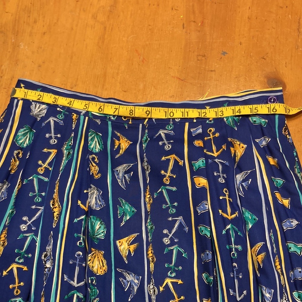 Pendleton Vintage Nautical Novelty Print Rayon Pleated Midi Skirt Grandmacore 16 - Picture 5 of 8